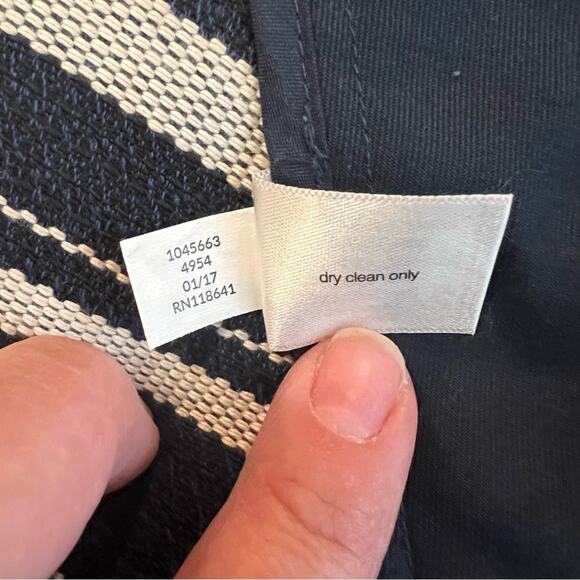 Lane Bryant Striped Frayed Edge Waterfall Jacket sz 22 Navy and Cream - Picture 5 of 11